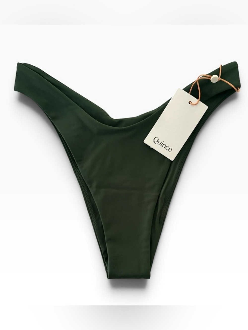 Quince Italian High-Leg Bikini Bottom Palm Green Size S NWT